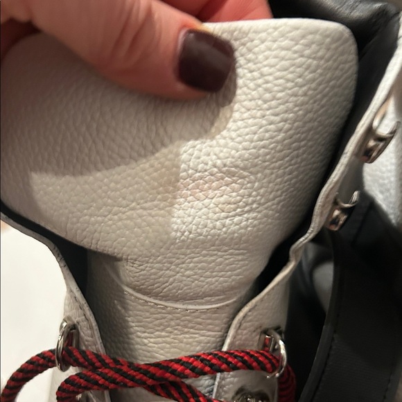 VG Moncler Women's Lace-Up Boots in White and Black with Red Accents (sz39.5) - Picture 10 of 12